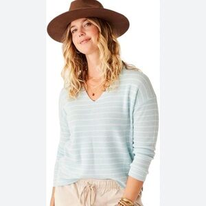 Carve Designs Light Blue and Cream Striped Swaeter. M